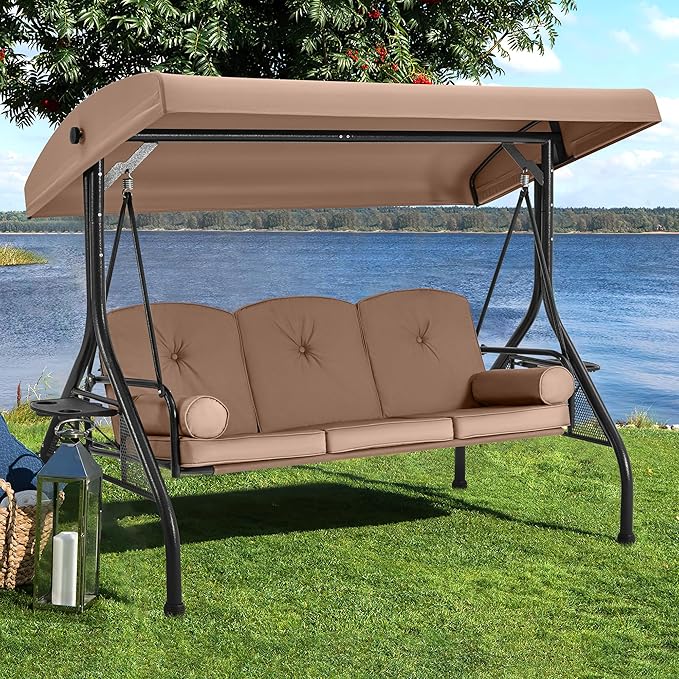 HOMREST 3 Seat Outdoor Porch Swing - Image 9