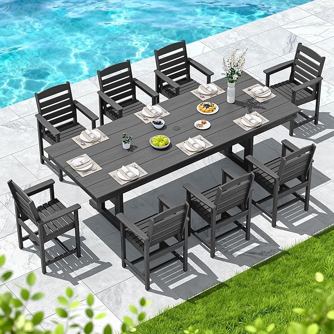 SERWALL Outdoor Dining Chairs Set of 4, All-Weather HDPE Patio Chair - Image 3