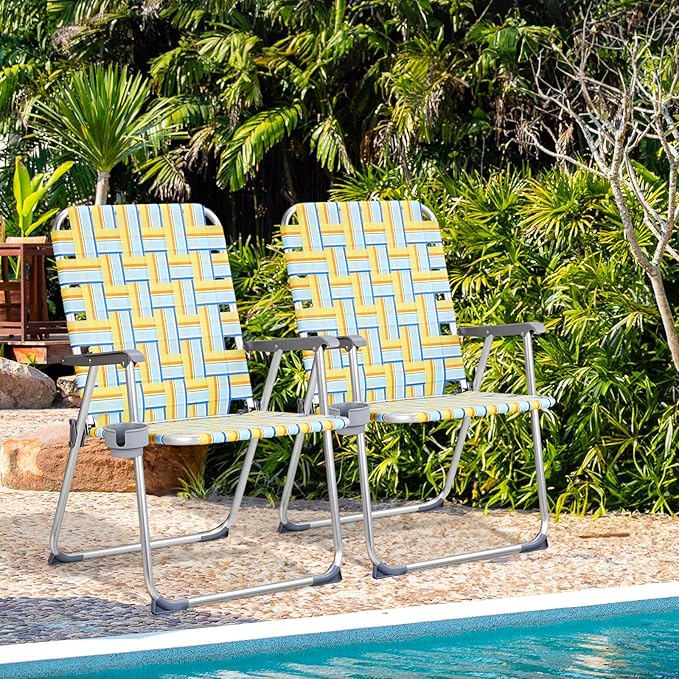 VINGLI Aluminum Oversize Patio Lawn Chairs Folding Set of 2 - Image 2
