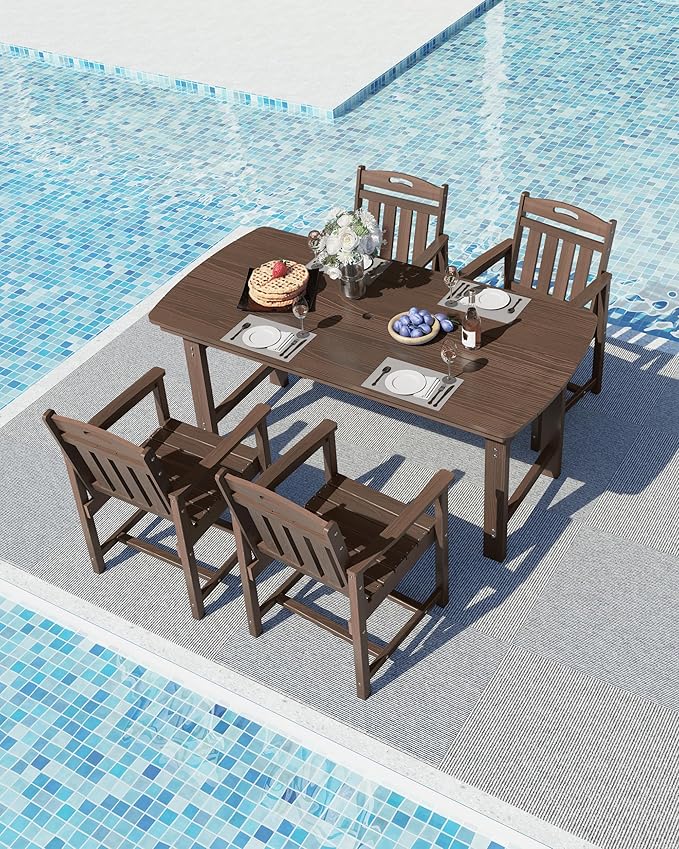 Ciokea HDPE Outdoor Dining Set, 5-Piece Patio Table and Chairs Set - Image 8