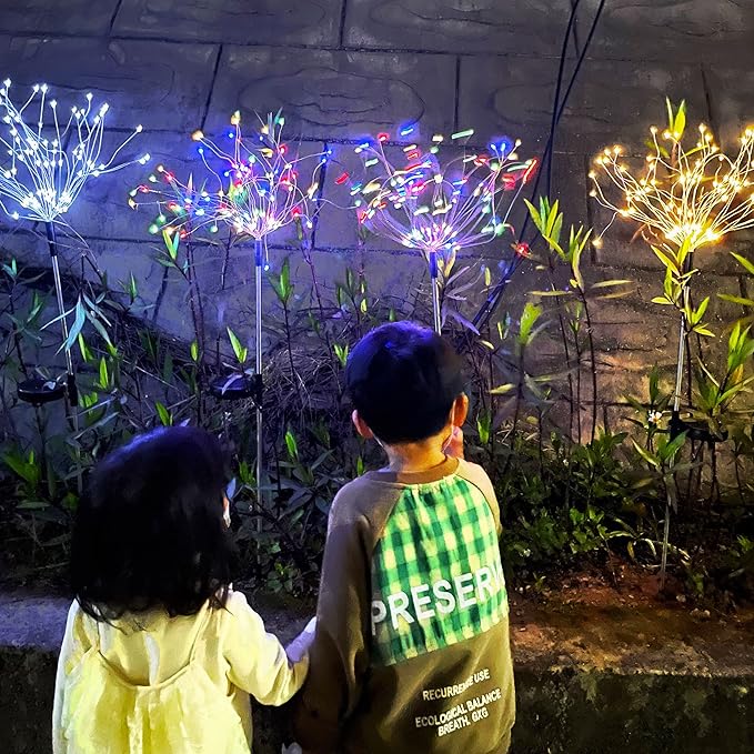 JJGoo Solar Firework Lights, 2 Pack 150 LEDs 2 Lighting Modes Solar Lights - Image 6