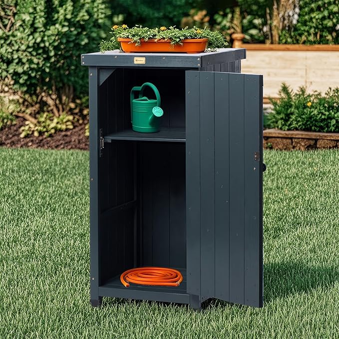 HABAU Outdoor Storage Cabinet for Patio, Garden Potting Bench Table - Image 2