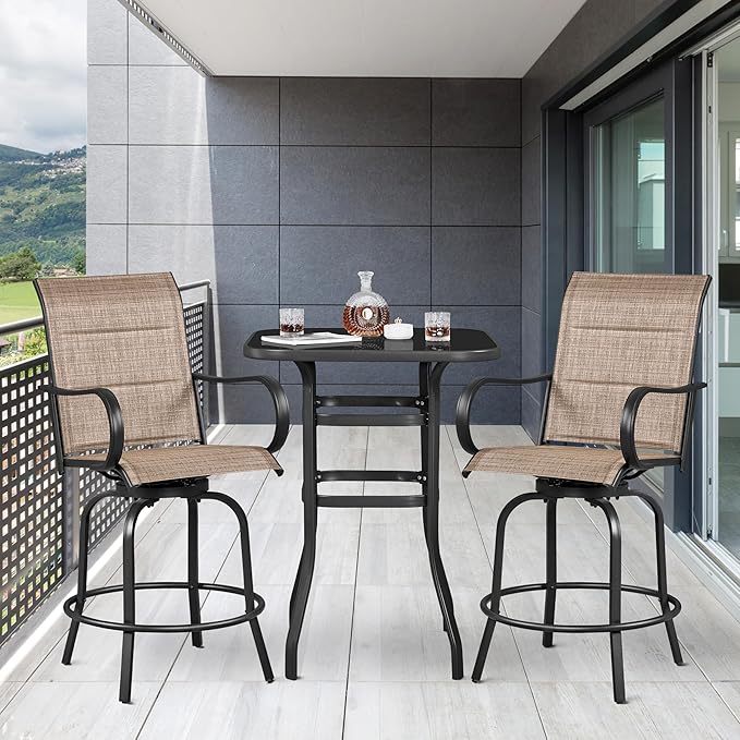 Yaheetech 6 Piece Patio Swivel Bar Stools Texteline Bistro Chairs - Image 4