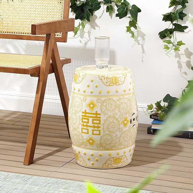 JONATHAN Y TBL1013B Double Happiness 18" Chinoiserie Ceramic Drum - Image 6