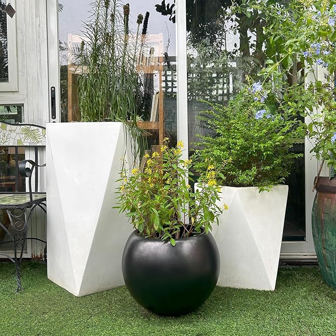 13.5 H x 17" Dia Round Fiberstone Planter - Image 7