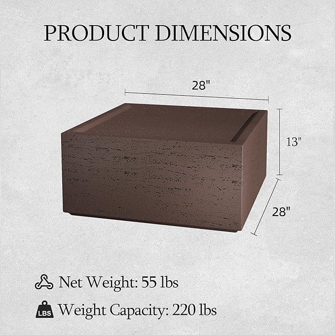 UPHA Outdoor Square Coffee Table, Small Modern Minimalist Accent Tables - Image 2