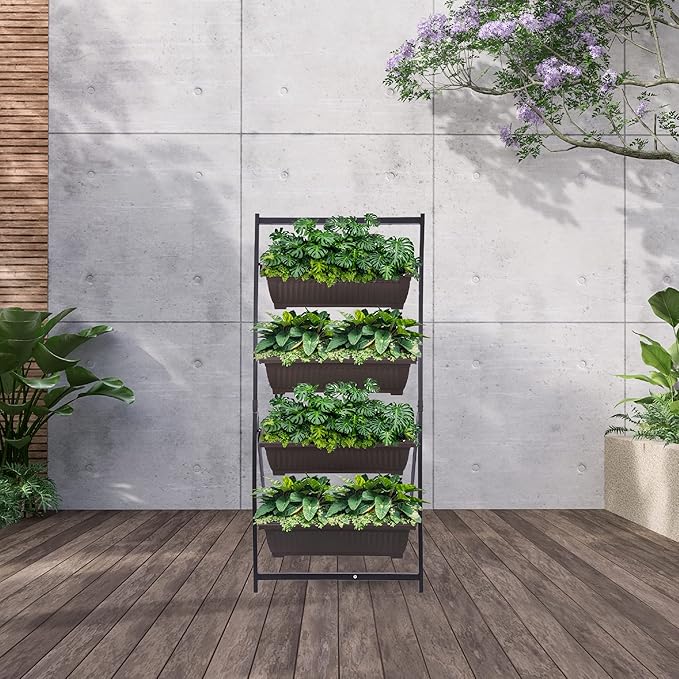 KHOMO GEAR Vertical Garden Planter Balcony Garden Outdoor 4 Tier Raised Bed Box - Image 9