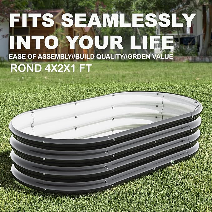 2Pcs 4X2X1ft Oval Raised Garden Bed Kit, Galvanized Raised Garden Beds Outdoor - Image 2