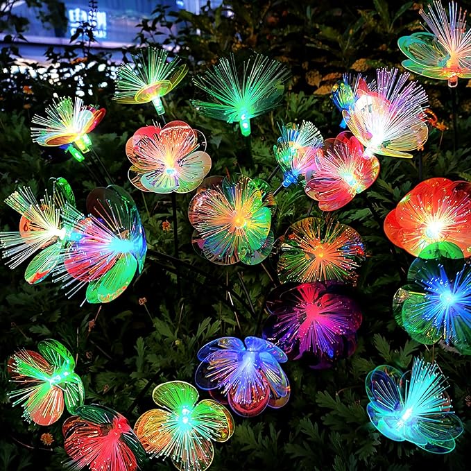 JJGoo 2 Pack Solar Garden Lights, Solar Flower Swaying Light - Image 2