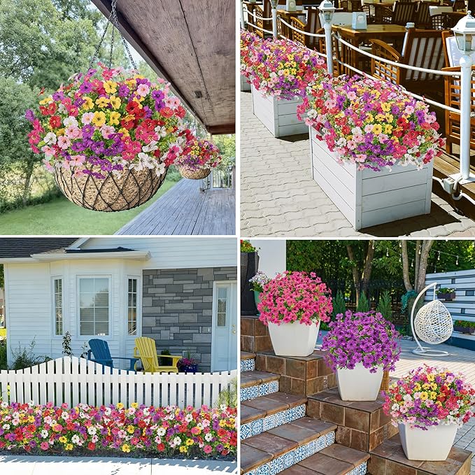 Bassion Artificial Flowers for Outdoors, 24 Bundles UV Resistant Fake Flowers - Image 5