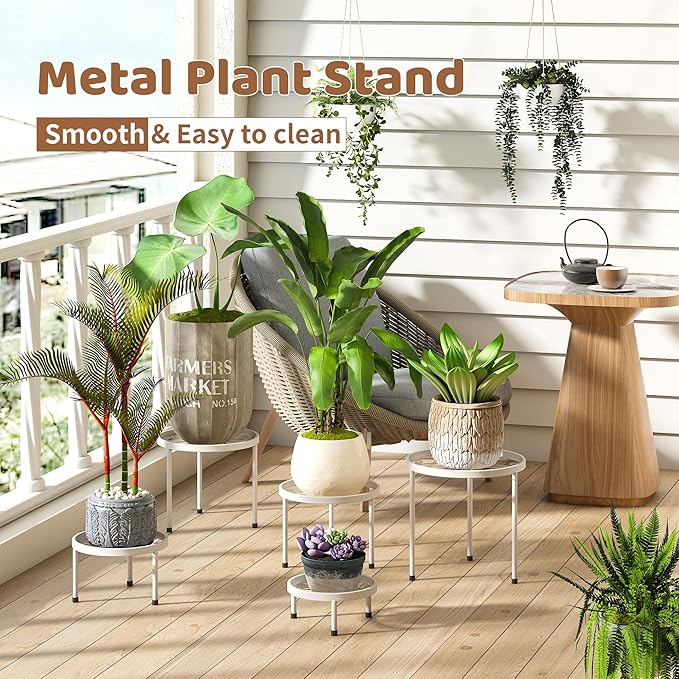 Plant Stand Indoor Outdoor 5 Pack Heavy Duty Metal Stand Multiple Plants - Image 2