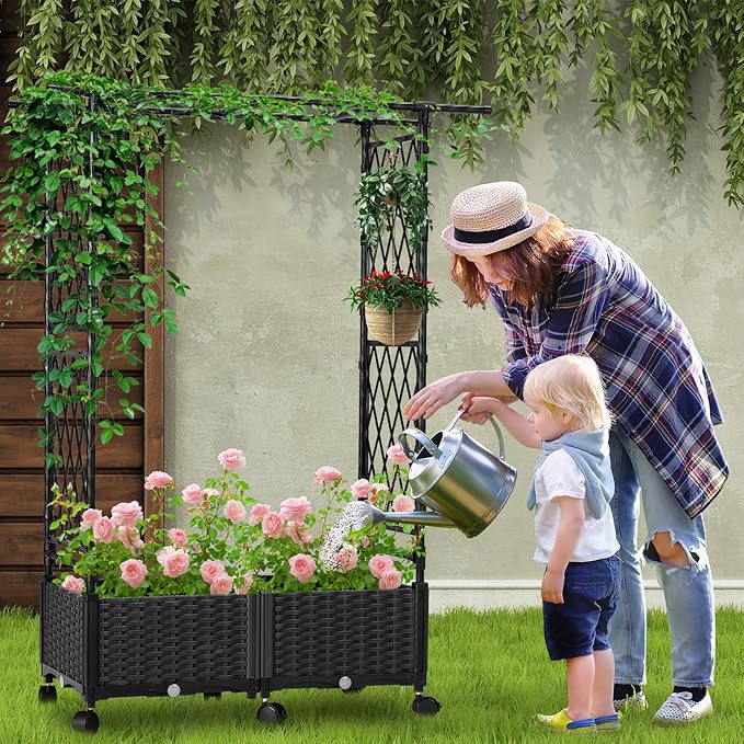 Planter with Trellis Raised Garden Beds, 4.5ft Tall with Screen Indoor Outdoor - Image 2