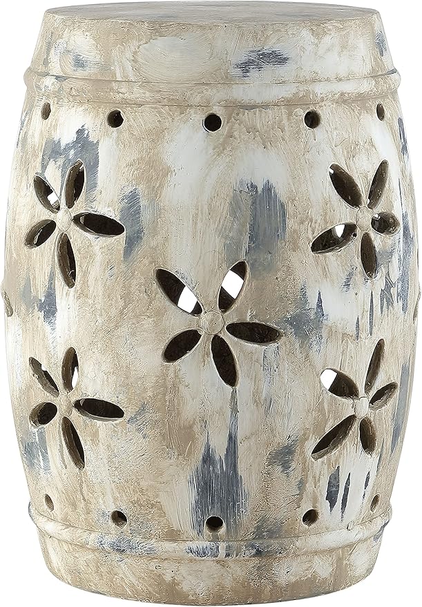 Safavieh Outdoor Collection Ilia Antiqued Cream Garden Stool by SAFAVIEH