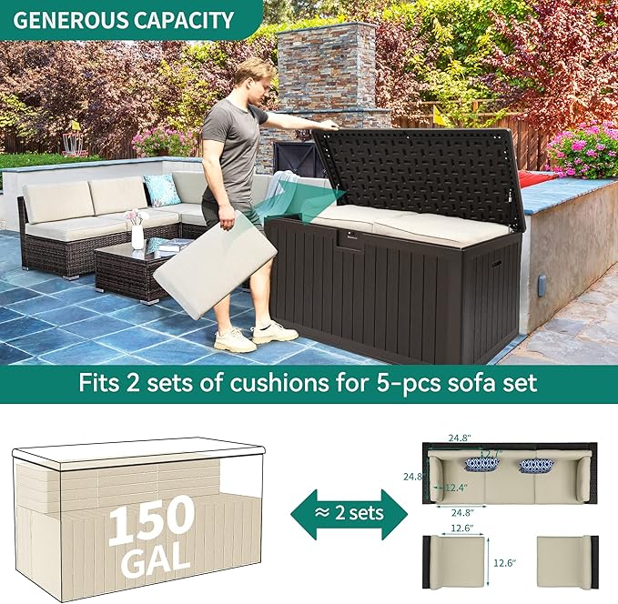 YITAHOME 150 Gallon Large Deck Box - Image 7