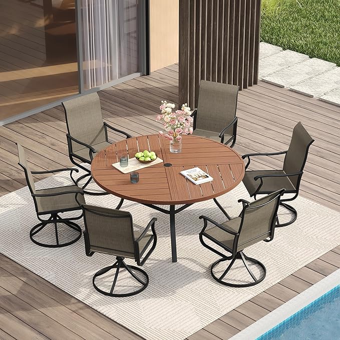 VICLLAX Round Patio Table with Adjustable Umbrella Hole - Image 7