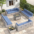 12-Seat Modern Outdoor Wicker Rattan Patio Furniture Set by MASIONBACKYARDS