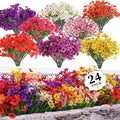 24 Bundles Artificial Flowers for Outdoors/Indoors, Fake Flowers Plants for by ColoPlay
