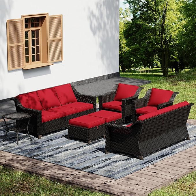 Joyside Wicker Patio Furniture Sets, 7 Pieces Upgraded Large Size Outdoor by Joyside