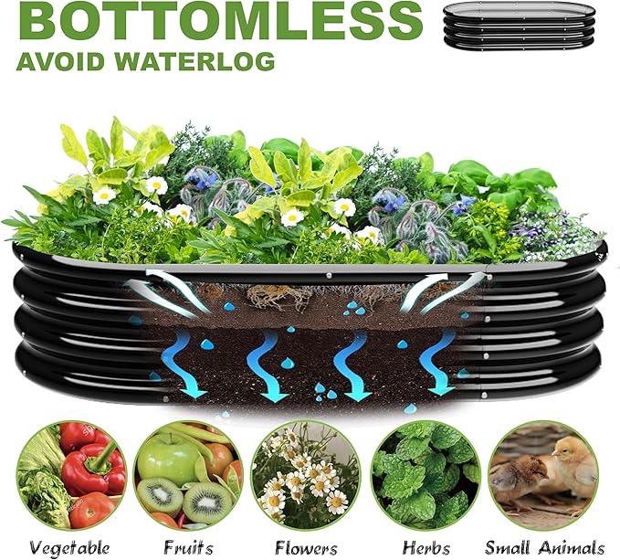 4x2x1ft-2pcs-Oval Raised Garden Bed Kit, Galvanized Planter Garden Boxes Outdoor - Image 4