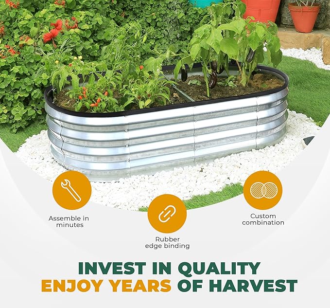 Utopia Home Galvanized Raised Garden Bed, 6 by 2 by 1 feet Lightweight Planter - Image 8