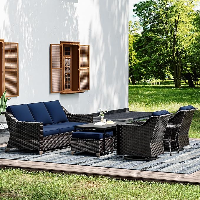Joyside Wicker Patio Furniture Sets, 7 Pieces Upgraded Large Size Outdoor by Joyside