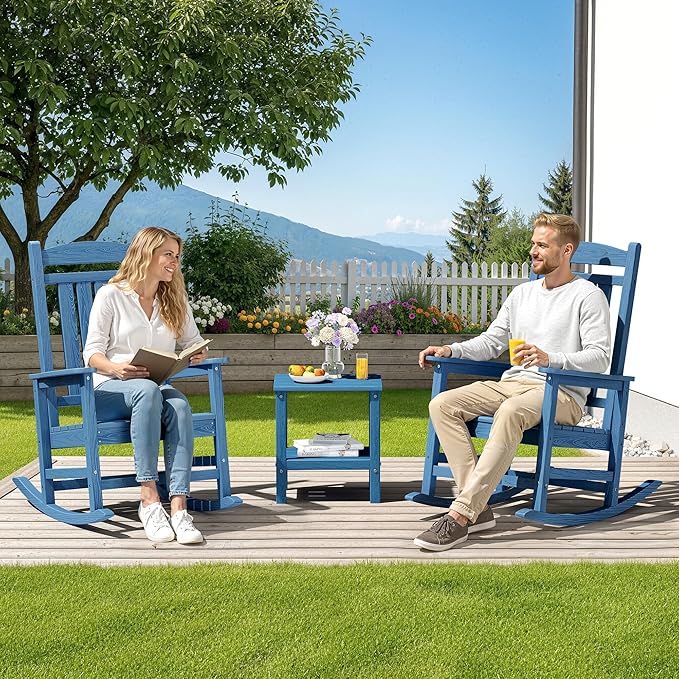 SERWALL Rocking Chairs Set of 4, HDPE Outdoor Rocking Chair, All-Weather Porch - Image 2