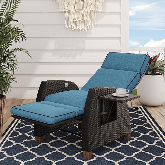 Grand patio Outdoor Recliner Chair Patio 150° Lay Flat Recliner by GrandPatio