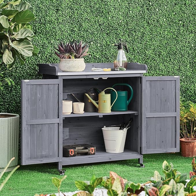 Yaheetech Garden Potting Bench Table, Outdoor Garden Horticultural Wooden - Image 8