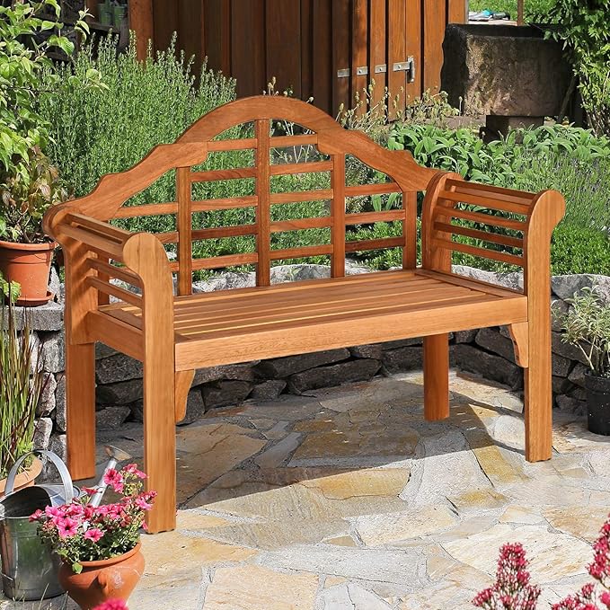 Giantex Outdoor Wood Bench, 4 Ft Foldable Eucalyptus Garden Bench, Two Person - Image 5