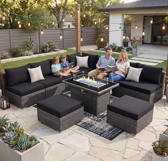 NICESOUL 10 Pcs Outdoor Sectional Set by NICESOUL