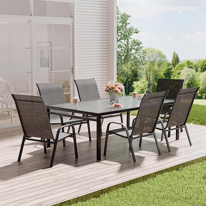 Patio Chairs Set of 6, Stackable Outdoor Dining Chairs - Image 9