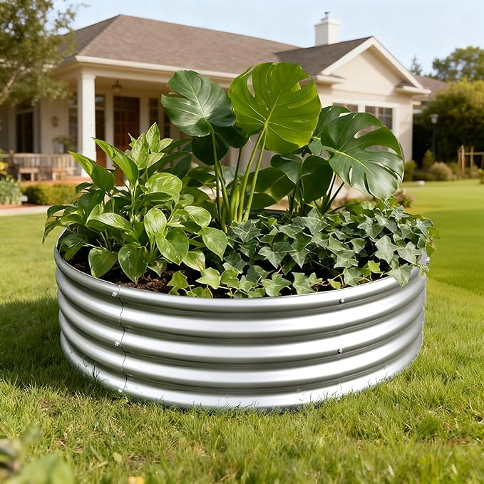 3PCS 4x4x1FT Galvanized Raised Garden Bed Kit, Vegetable Boxes-Round Metal - Image 5