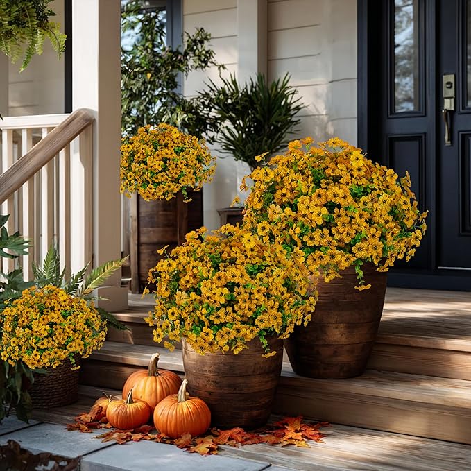 Artificial Fall Flowers for Outdoors Fake Mums - Image 4