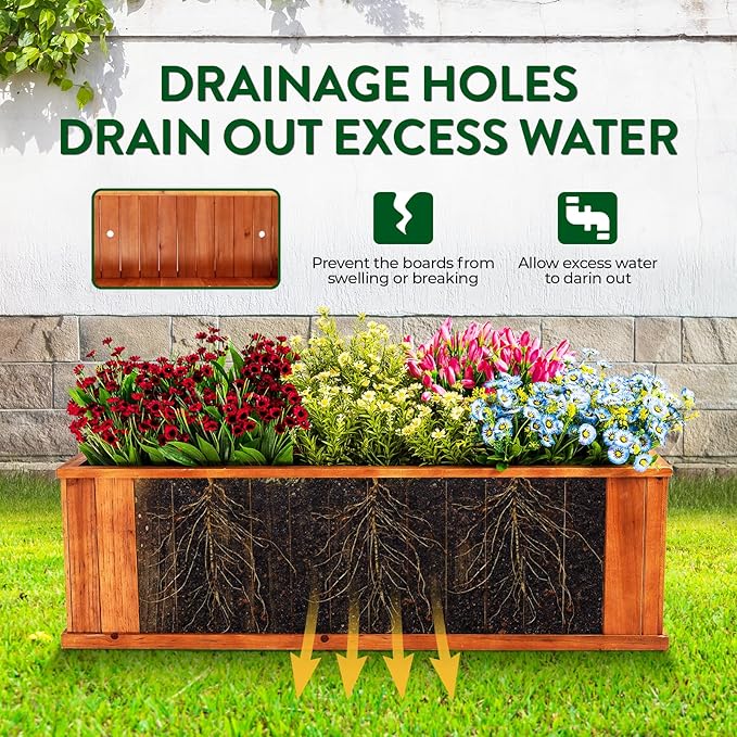 IDZO Wooden Window Box 40 in, Spacious Wooden Planter Boxes - Image 4