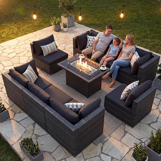 NICESOUL 9 Piece Outdoor Patio Sectional Furniture Set - Image 3