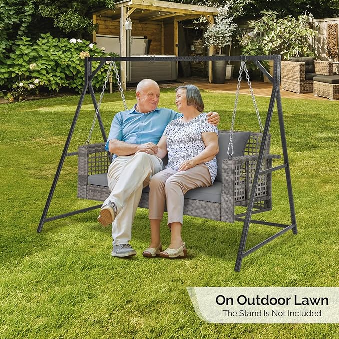 VINGLI 4 FT Rattan Porch Swing Outdoor Support 800 LBS - Image 8