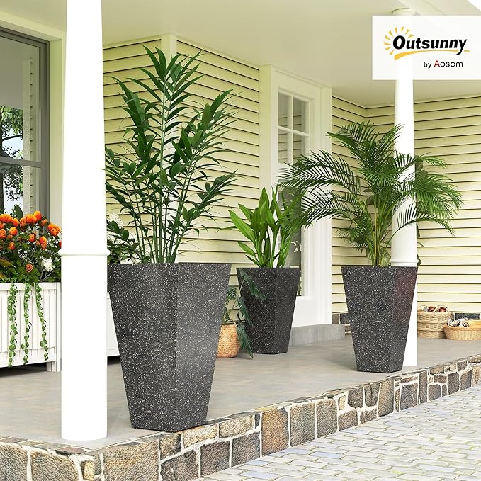Outsunny 28 Inch Tall Planters for Outdoor Plants, Stackable Tapered Large - Image 2
