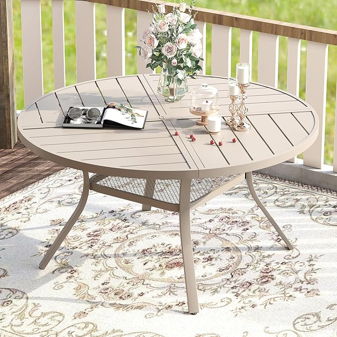 VICLLAX Round Patio Table with Adjustable Umbrella Hole - Image 2