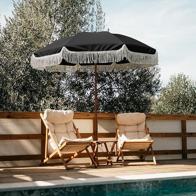 AMMSUN 7ft Patio Umbrella with Fringe Outdoor Tassel Umbrella UPF50+ Premium - Image 5