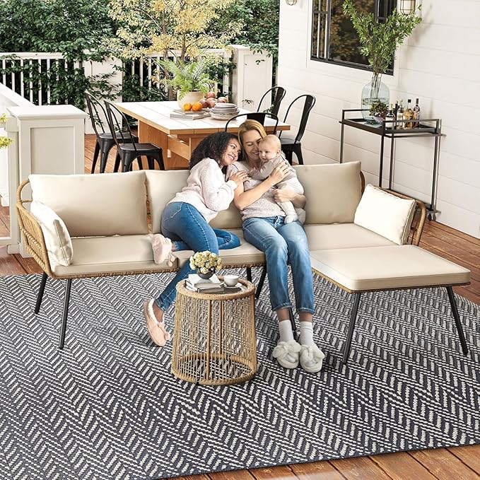 DWVO Patio Furniture Set 3 Piece Outdoor Wicker Conversation Set - Image 4