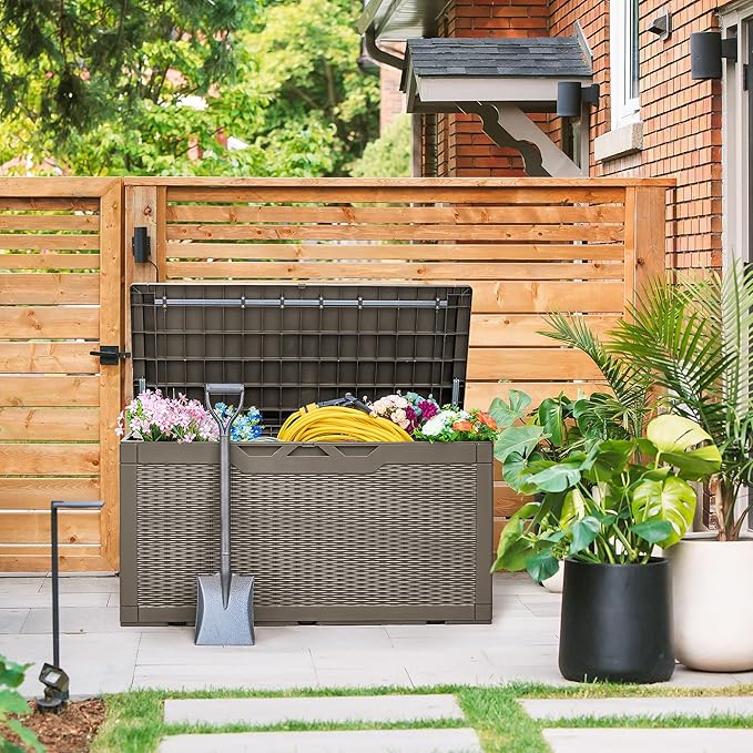 Devoko 100 Gallon Deck Box, Waterproof Resin Outdoor Storage Box - Image 7