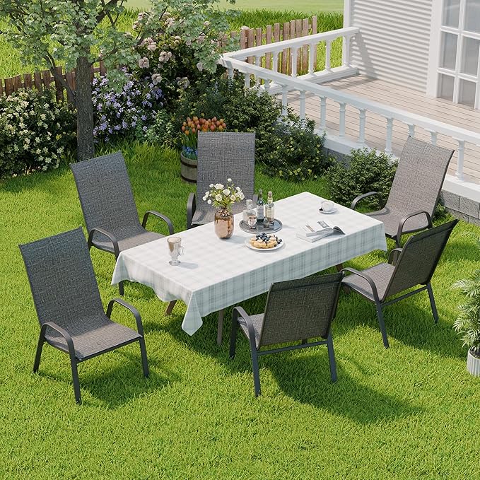 Patio Chairs Set of 6, Stackable Outdoor Dining Chairs - Image 5