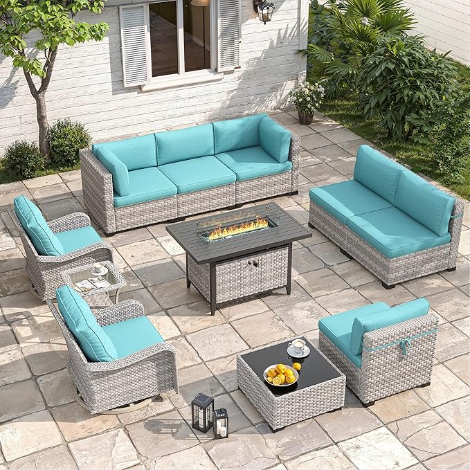 8-Seat Outdoor Wicker Patio Furniture Set by MASIONBACKYARDS