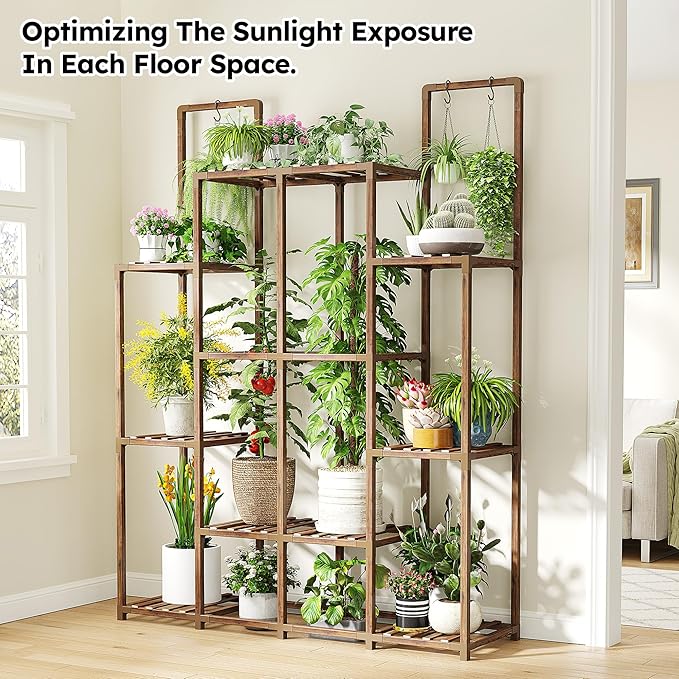 EnHomee Plant Stand Indoor Wood Plant Stand Outdoor Plant Shelf - Image 3