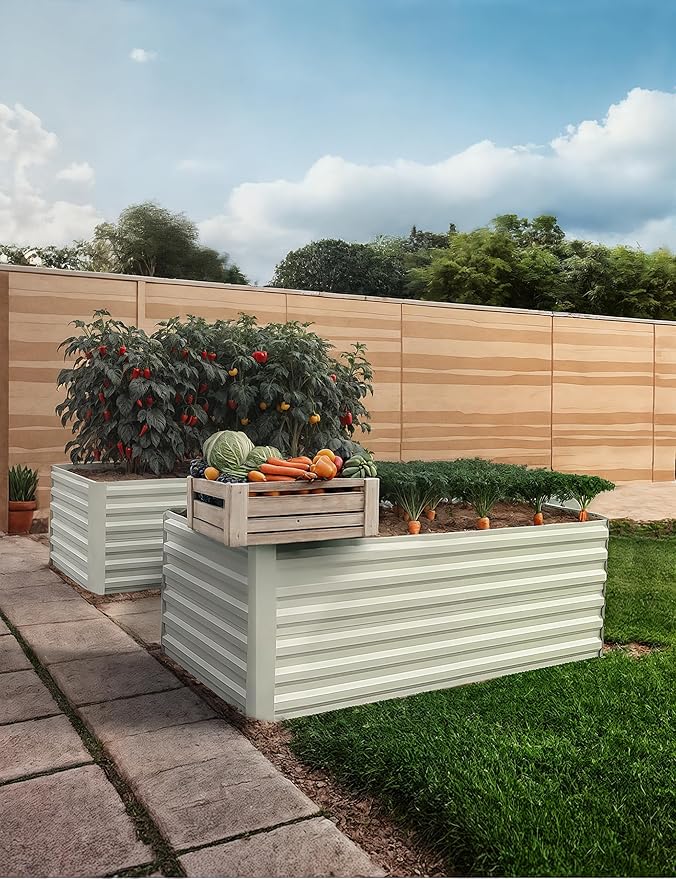 CABIHOME 2 Pcs 6x3x2 Ft Galvanized Raised Garden Bed, Deep Root Planter Box by CABIHOME