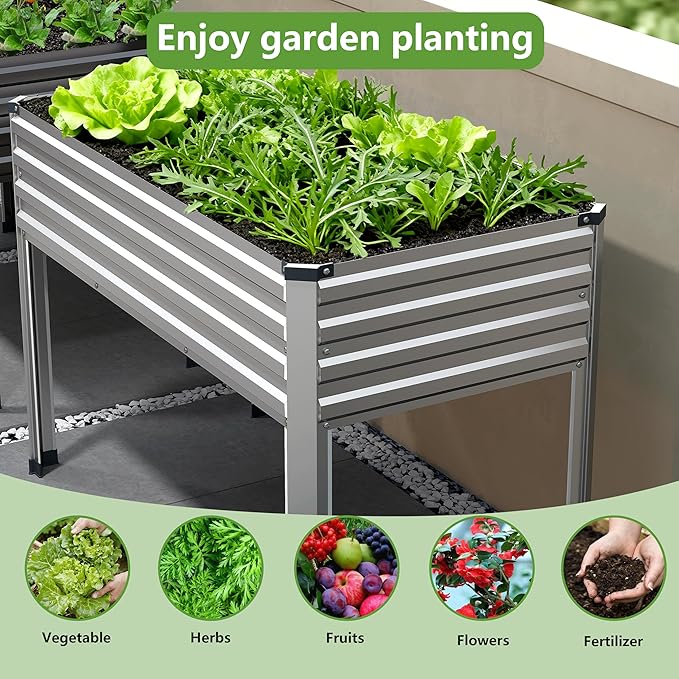 2PCS 48×24×30in Galvanized Raised Garden Bed, Metal Elevated Planter Box - Image 3