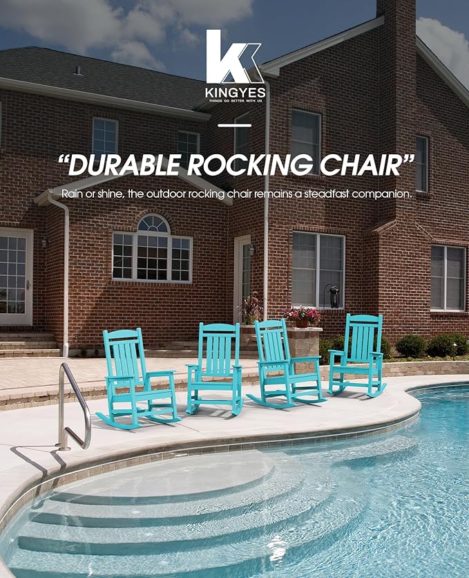 KINGYES HDPE Rocking Chairs Outdoor, Patio Rocking Chairs - Image 9