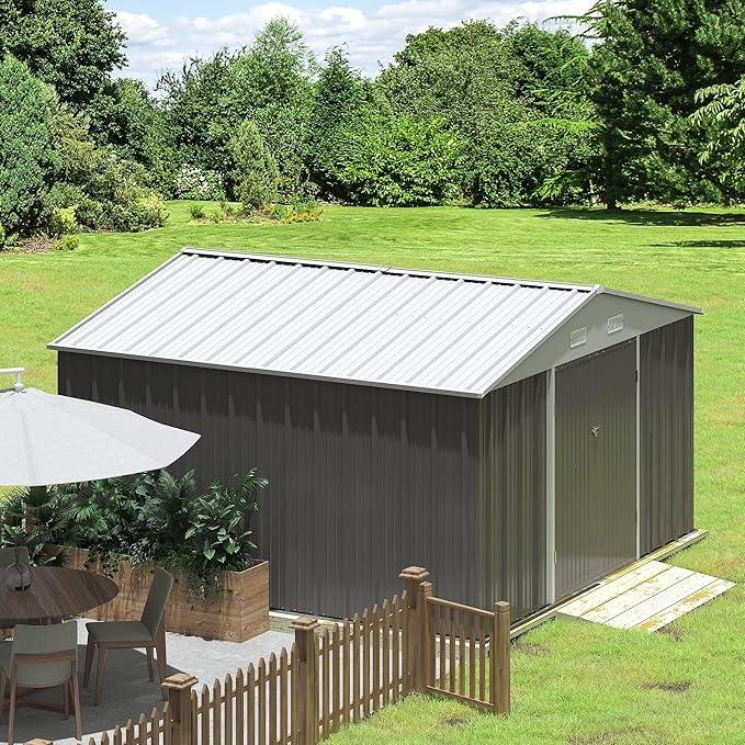 Greesum 10×10FT Outdoor Storage Shed, Metal Patio Storaged Sheds - Image 3