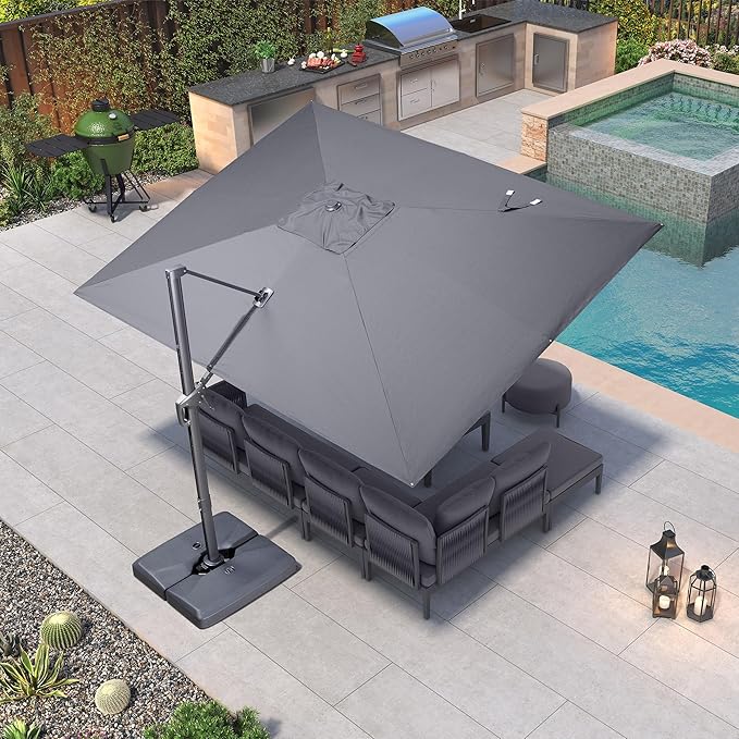 PURPLE LEAF Patio Umbrella 9' X 11.5' Rectangle Cantilever Umbrella Large by Unknown