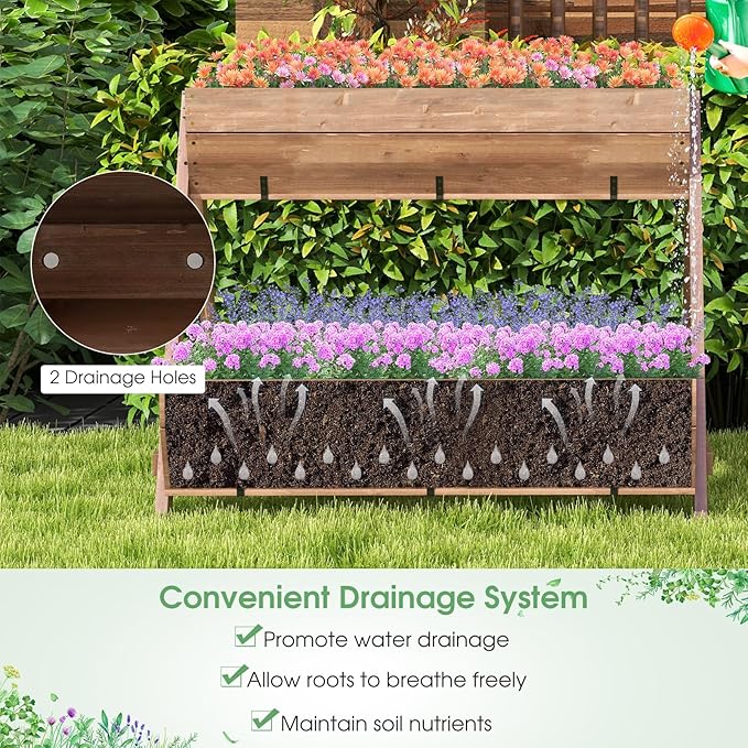 Giantex Vertical Raised Garden Bed, 3 Large Wood Planter Boxes - Image 7